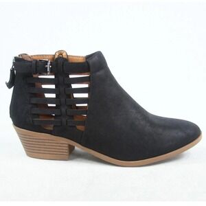 Soda Primrose Cutout Ankle Boots Women's 6.5 Black Stacked Heel Western Booties
